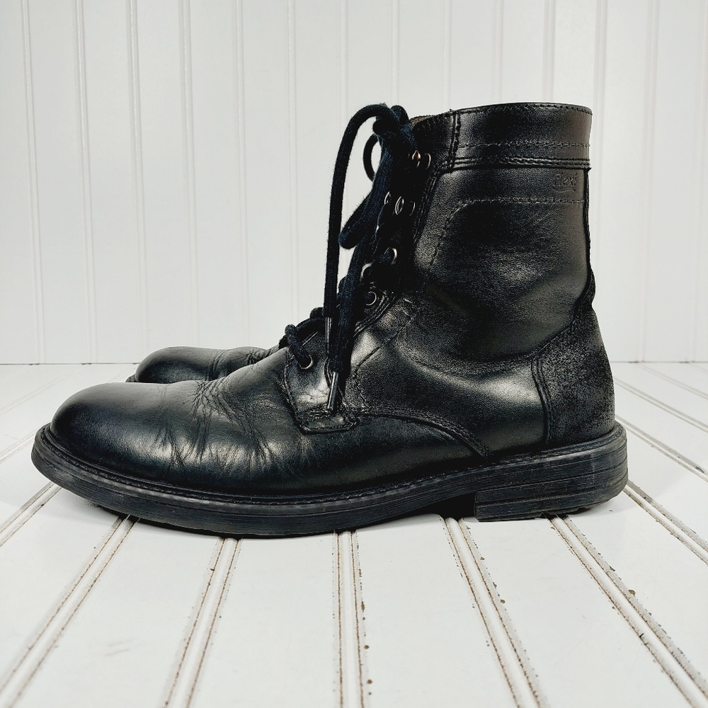 Flexi Knight Black Leather Lace Up Round Toe Boots K176